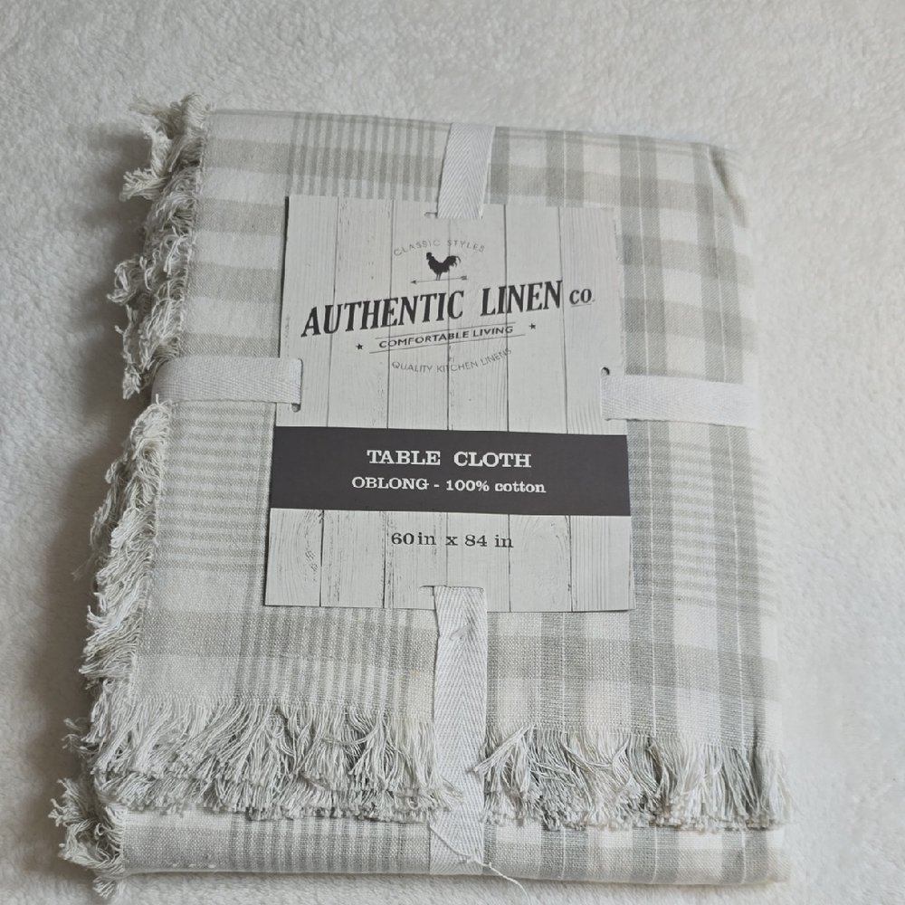 Authentic Linen Co. Gray Plaid Tablecloth